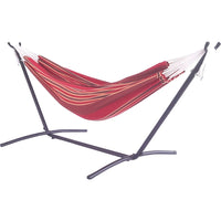 10 Ft Black Universal Steel Hammock Stand & Double Size Crimson Hammock