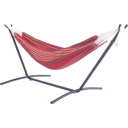 10 Ft Black Universal Steel Hammock Stand & Double Size Crimson Hammock