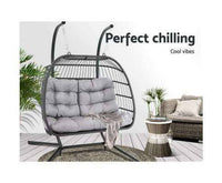 2-Person Wicker Hanging Swing Egg Chair