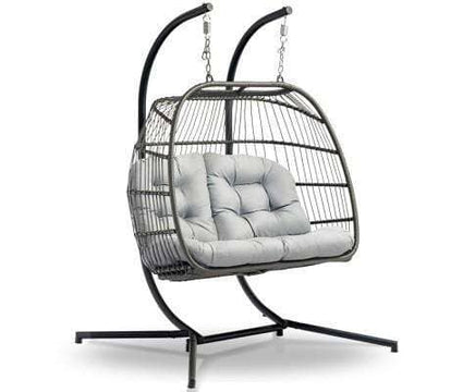 2-Person Wicker Hanging Swing Egg Chair