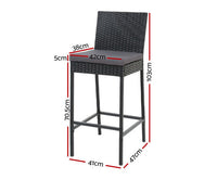 2-Piece Rattan Outdoor Bar Stools Dining Chair Bar