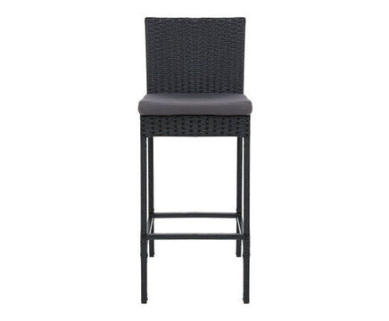 2-Piece Rattan Outdoor Bar Stools Dining Chair Bar