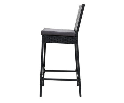 2-Piece Rattan Outdoor Bar Stools Dining Chair Bar