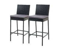 2-Piece Rattan Outdoor Bar Stools Dining Chair Bar