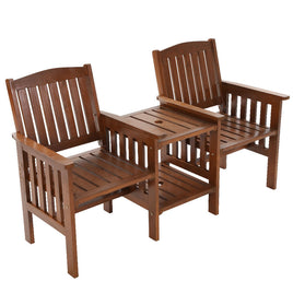 2 Seater Outdoor Wooden Swing Chair with Table