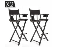 2 Set Folding Director Chair 75cm - Black