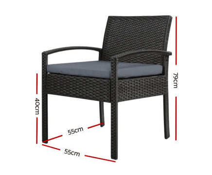 2PC Outdoor Dining Chairs Patio Furniture Rattan Lounge Chair