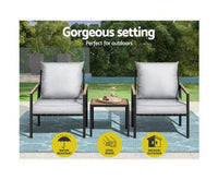 3 Piece Outdoor Lounge Setting – Patio Bistro Set with Chairs & Table