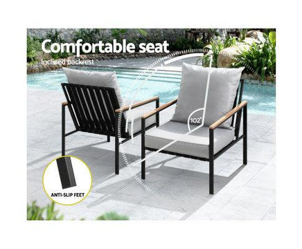 3 Piece Outdoor Lounge Setting – Patio Bistro Set with Chairs & Table