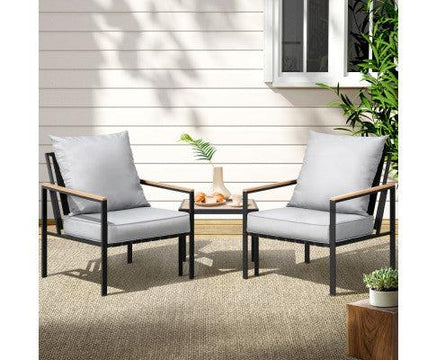 3 Piece Outdoor Lounge Setting – Patio Bistro Set with Chairs & Table