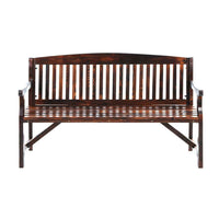 3 Seater Wooden Garden Bench Natural Outdoor Chair Furniture