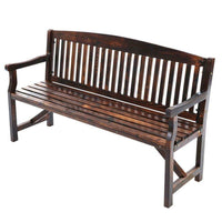 3 Seater Wooden Garden Bench Natural Outdoor Chair Furniture