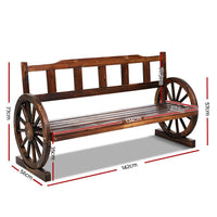 3 Seater Wooden Wagon Garden Bench Outdoor Lounge Chair