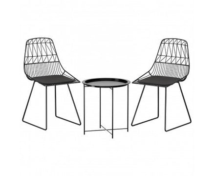 3PC Black Outdoor Patio Bistro Set