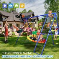 5 in 1 Outdoor Swing Set with Climbing Net Ladder