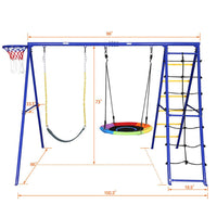 5 in 1 Outdoor Swing Set with Climbing Net Ladder