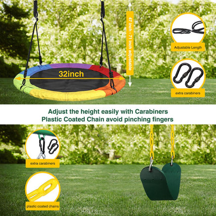 5 in 1 Outdoor Swing Set with Climbing Net Ladder