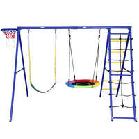 5 in 1 Outdoor Swing Set with Climbing Net Ladder