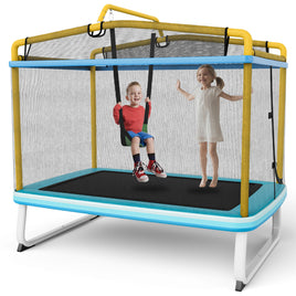 5.5 FT 3 in 1 Kids Trampoline with Swing and Horizontal Bar