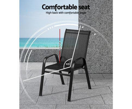 6x Stackable Bistro Lounge Chairs Outdoors