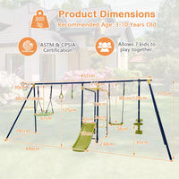 7 in 1 Kids Heavy Duty Playground Swing Set with Swing Slide and Glider