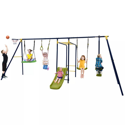 7 in 1 Kids Heavy Duty Playground Swing Set with Swing Slide and Glider