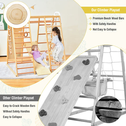 8-in-1 Jungle Gym Playset Wooden Climber Play Set w/ Monkey Bars