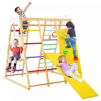 8-in-1 Jungle Gym Playset Wooden Climber Play Set w/ Monkey Bars