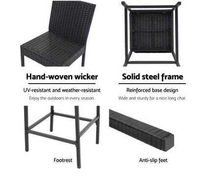 2 piece rattan outdoor bar stools  Durability