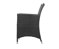 3 PC Black Outdoor Patio Furniture Wicker Bistro Set with Cushion