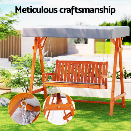 Outdoor Swing | Garden Wooden Swing Chair with Canopy features
