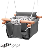 Canvas Baby Swing Outdoor & Baby Swing Chair | Wooden Hanging Seat – Siesta Hammocks