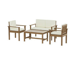 Acacia Wood 4-Seater Outdoor Sofa Set with Lounge Setting