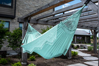 Aqua Double Size Brazilian Hammock with Fringe