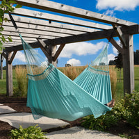 Aqua Double Size Brazilian Hammock with Fringe