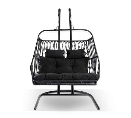 Arlo Double Hanging Egg Chair With Stand In Black