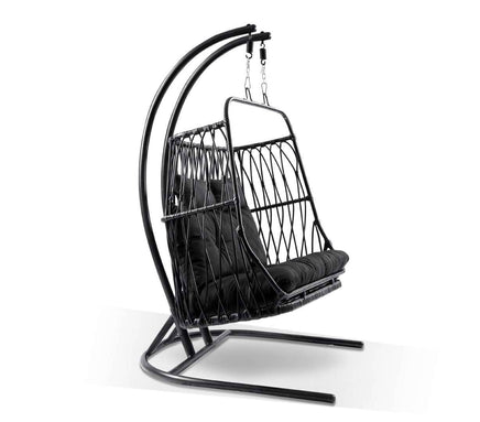 Arlo Double Hanging Egg Chair With Stand In Black