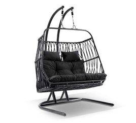 Arlo Double Hanging Egg Chair With Stand In Black