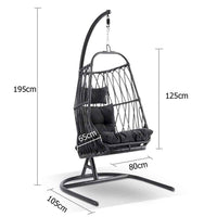 Arlo Hanging Egg Chair With Stand In Black