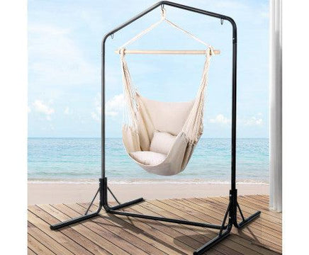 Beige Hammock Chair with Hammock Stand