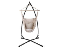 Beige Hanging Hammock Chair With Hammock Chair Stand