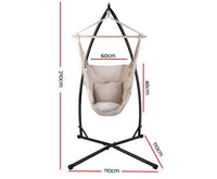 Beige Hanging Hammock Chair With Hammock Chair Stand