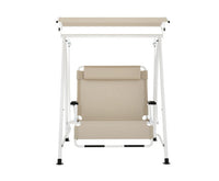 Beige Lounger 2 Seater Canopy Patio Furniture Chair