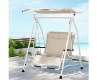 Beige Lounger 2 Seater Canopy Patio Furniture Chair