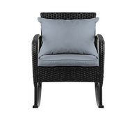 Black Patio Outdoor Garden Wicker Rocking Chair