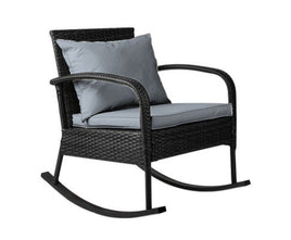 Black Patio Outdoor Garden Wicker Rocking Chair