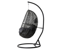 Black Rattan Single Egg Chair with Dark Grey Cushion