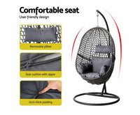 Black Rattan Single Egg Chair with Dark Grey Cushion