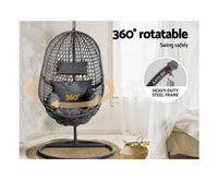 Black Rattan Single Egg Chair with Dark Grey Cushion