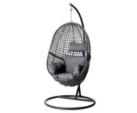 Black Rattan Single Egg Chair with Dark Grey Cushion